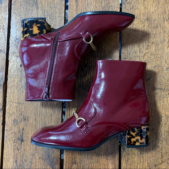 Stella McCartney Ankle Boot NIB! Faux Leather Size 6 36 Burgundy Gold - Picture 8 of 8